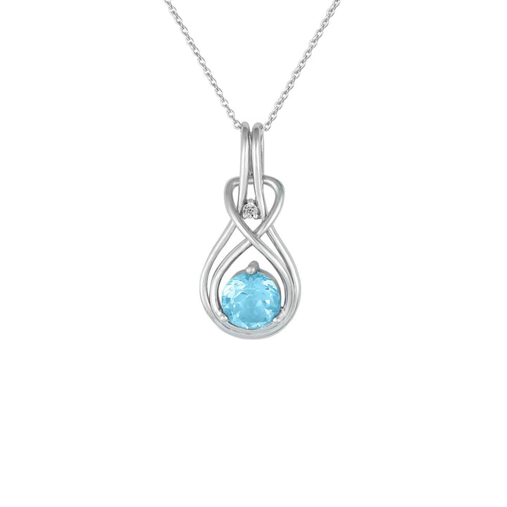 Blue Topaz Necklace - Blue Topaz & Diamond Twist Pendant in Silver - jewelerize.com