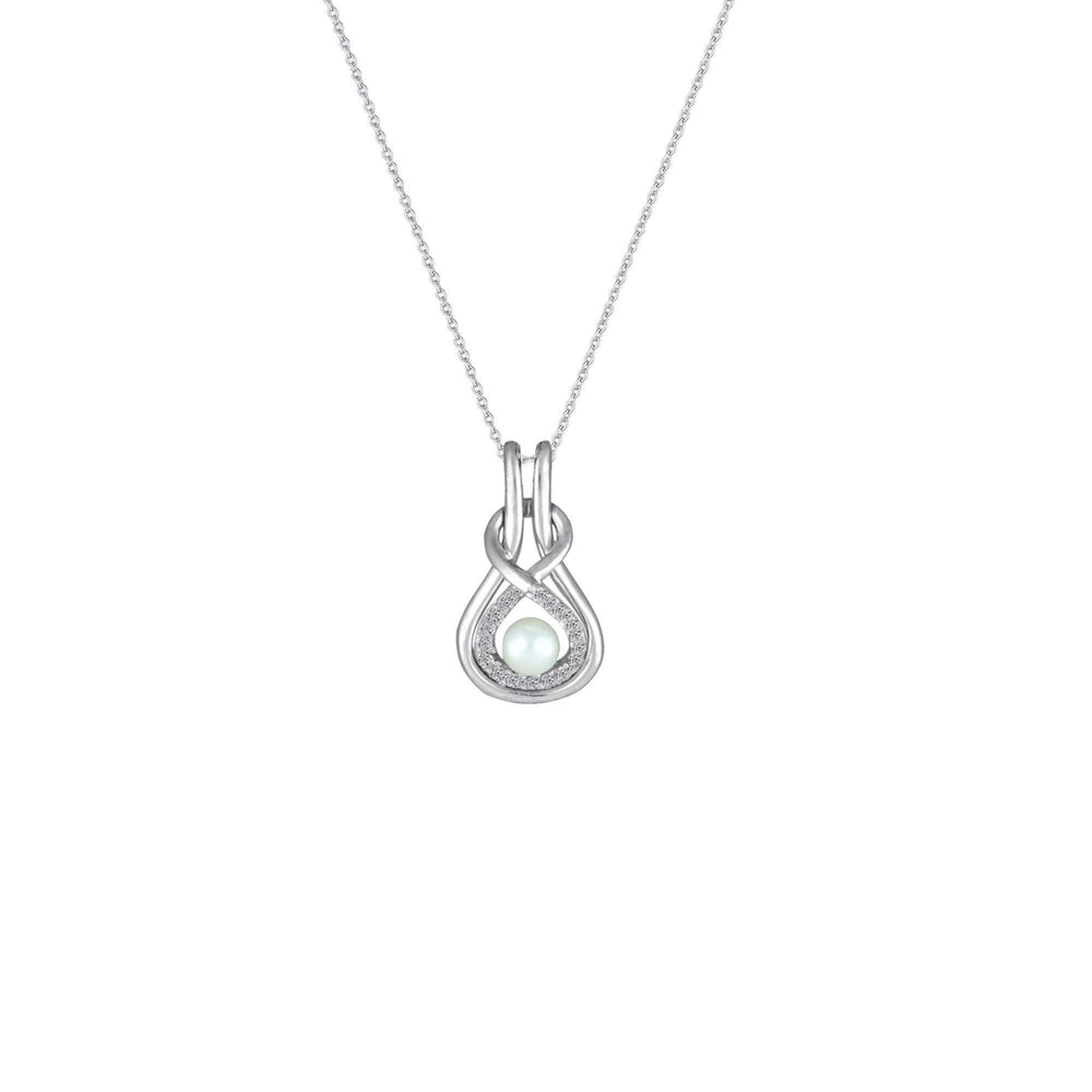 Pearl and Diamond Accent Fashion Pendant in Silver - jewelerize.com