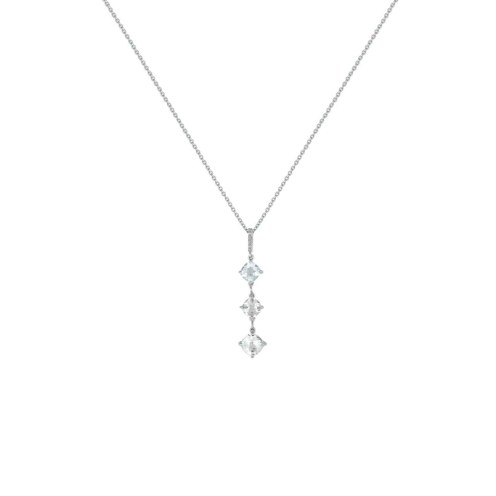 White Topaz and Diamond Accent Drop Pendant in Silver - jewelerize.com