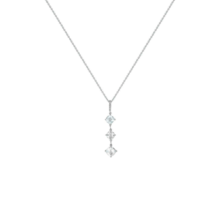 White Topaz and Diamond Accent Drop Pendant in Silver - jewelerize.com