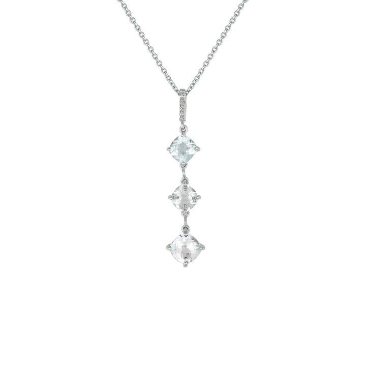 White Topaz and Diamond Accent Drop Pendant in Silver - jewelerize.com