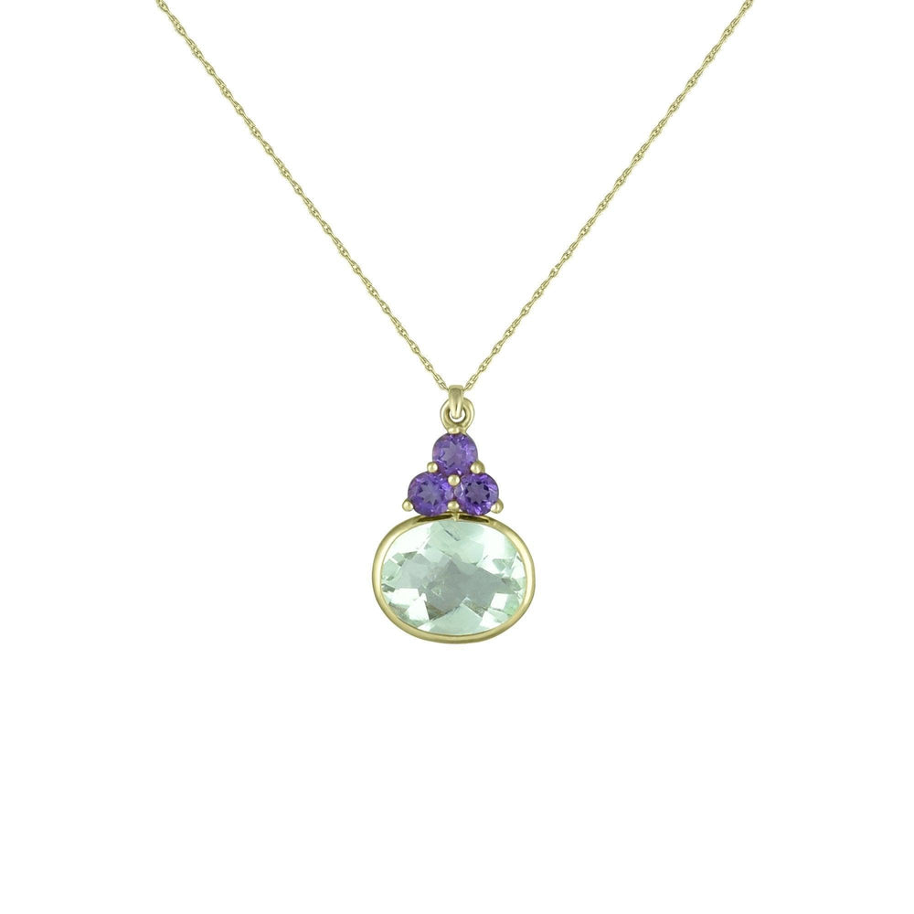 Green Amethyst and Purple Amethyst Pendant in 10K Yellow Gold - jewelerize.com