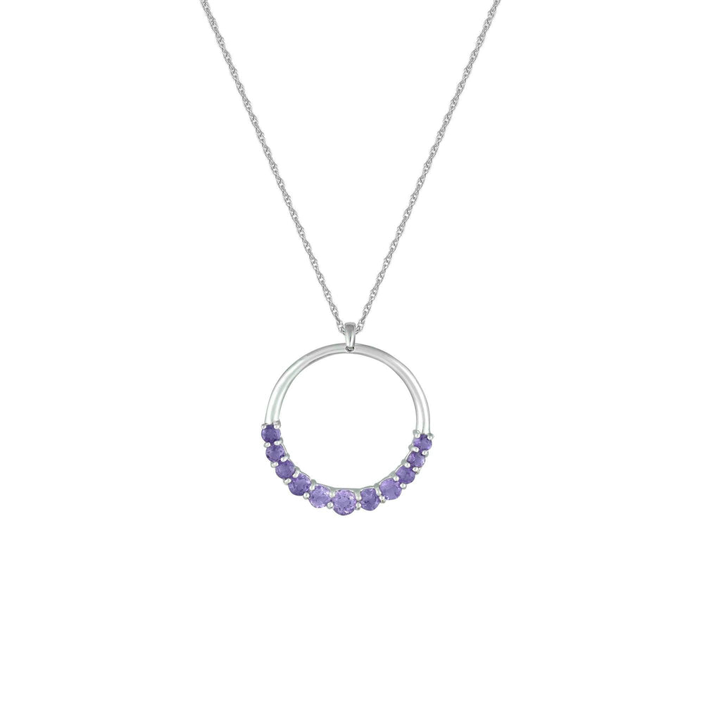 Graduated Amethyst Pendant in 10K White Gold - jewelerize.com