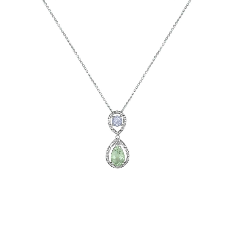 Green Amethyst and Pink Amethyst Fashion Drop Pendant in Silver - jewelerize.com