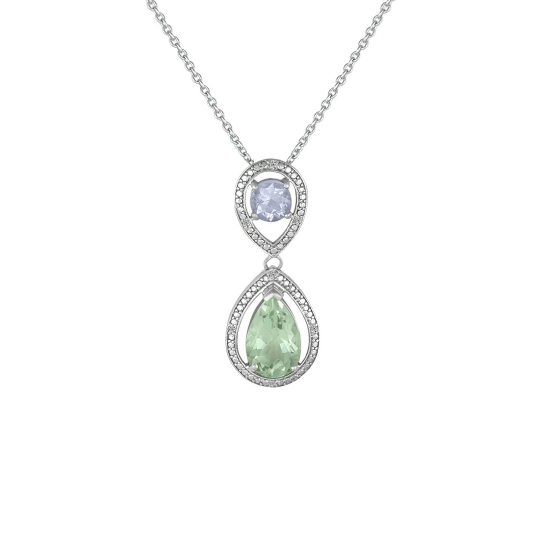 Green Amethyst and Pink Amethyst Fashion Drop Pendant in Silver - jewelerize.com