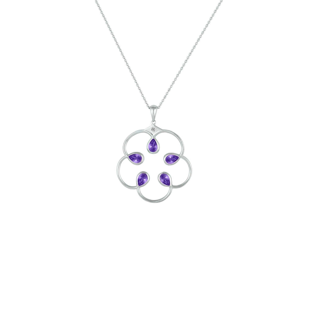 Amethyst and Diamond Accent Fashion Pendant in Silver - jewelerize.com