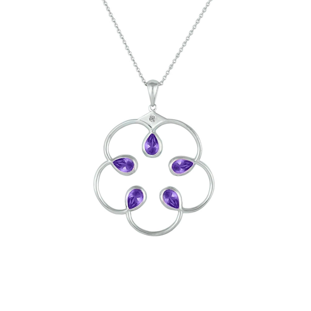 Amethyst and Diamond Accent Fashion Pendant in Silver - jewelerize.com