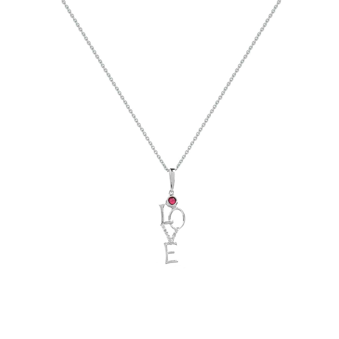 Created Ruby and Diamond 'Love' Pendant - jewelerize.com