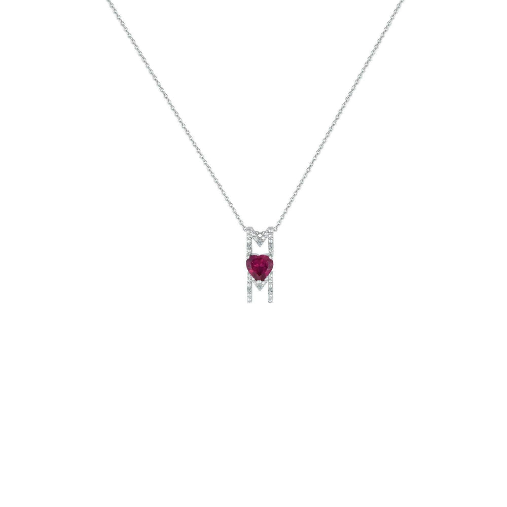 Created Ruby and Diamond Accent 'Mom' Pendant in Silver - jewelerize.com