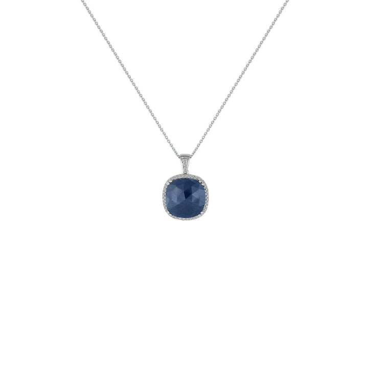 Genuine Sapphire and Diamond Accent Fashion Silver Pendant - jewelerize.com