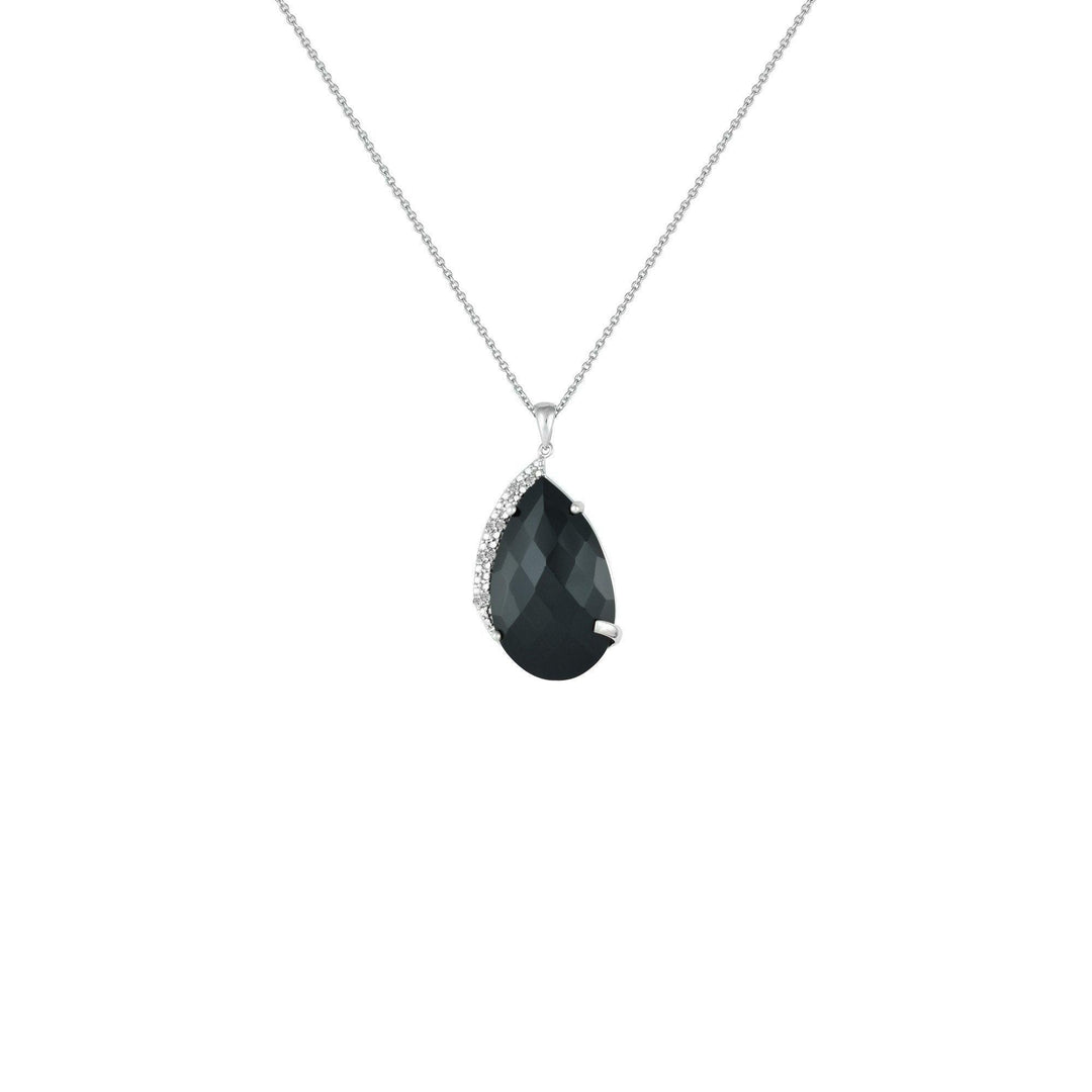 Black Onyx and Diamond Accent Fashion Silver Pendant - jewelerize.com