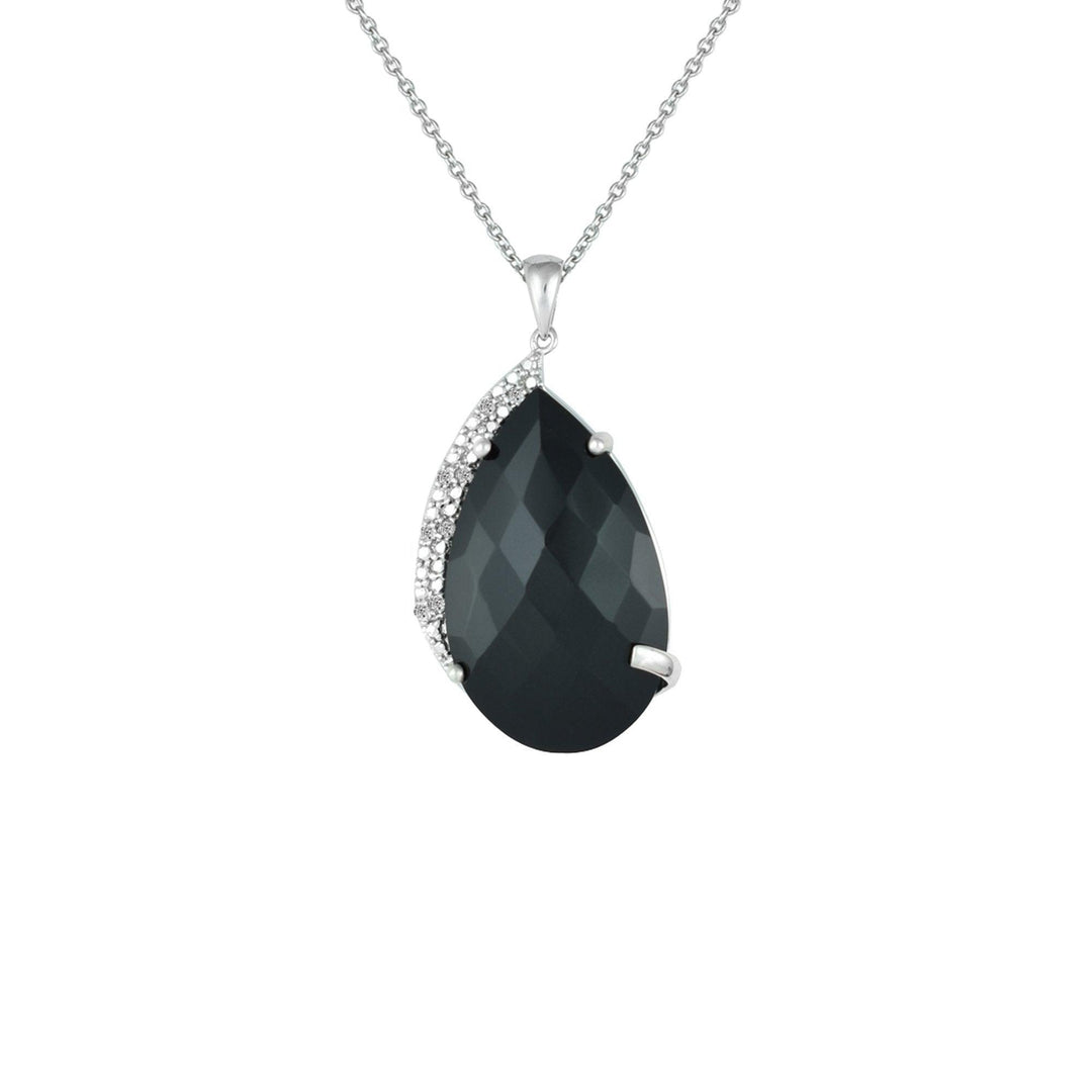 Black Onyx and Diamond Accent Fashion Silver Pendant - jewelerize.com