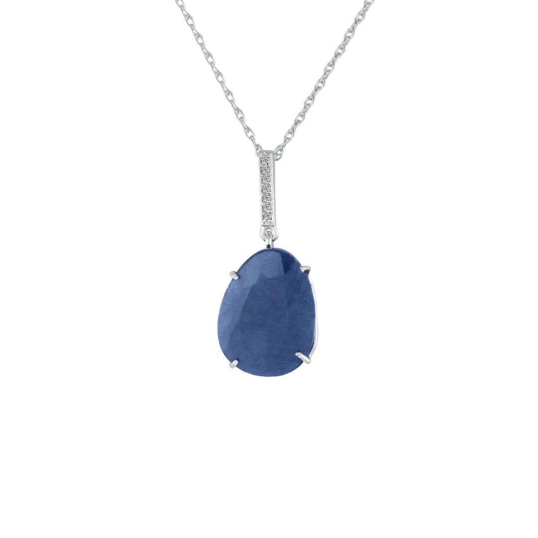 Genuine Rough Cut Sapphire and Diamond Silver Pendant - jewelerize.com