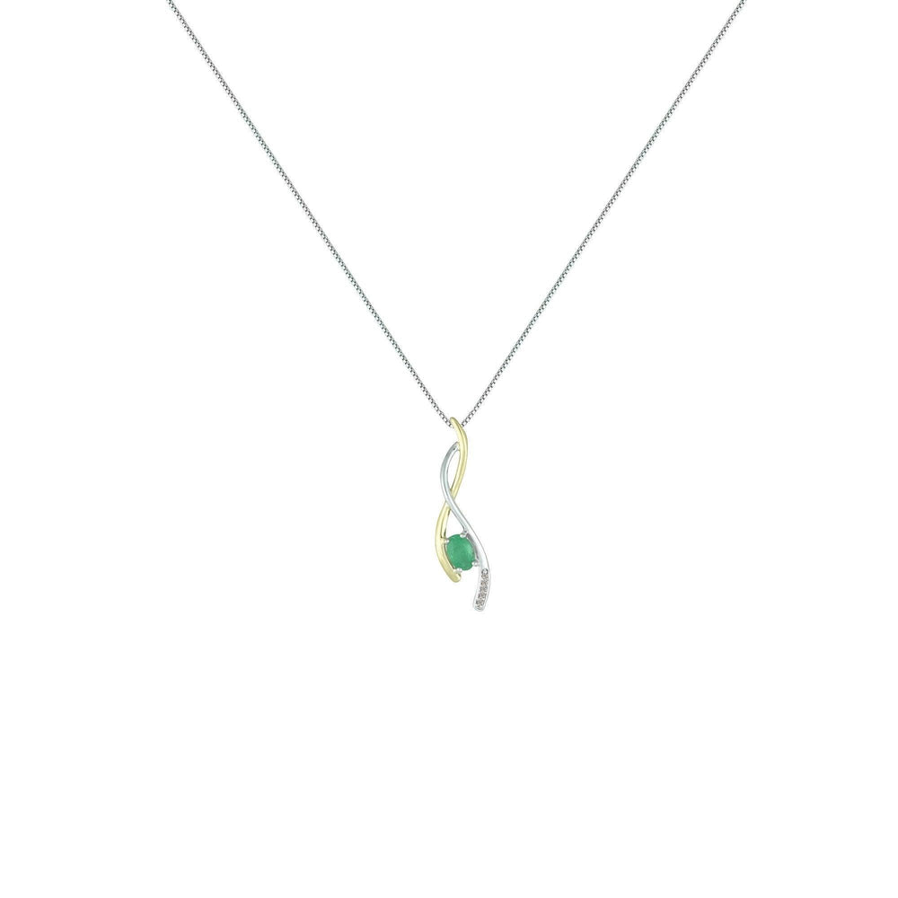 Emerald and Diamond Fashion Pendant in Silver & 14K - jewelerize.com