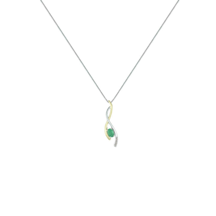 Emerald and Diamond Fashion Pendant in Silver & 14K - jewelerize.com