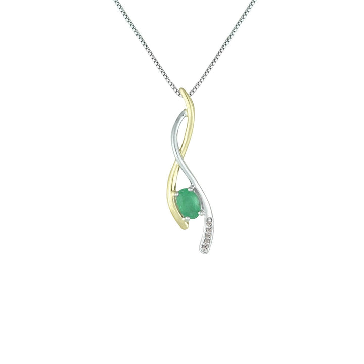 Emerald and Diamond Fashion Pendant in Silver & 14K - jewelerize.com