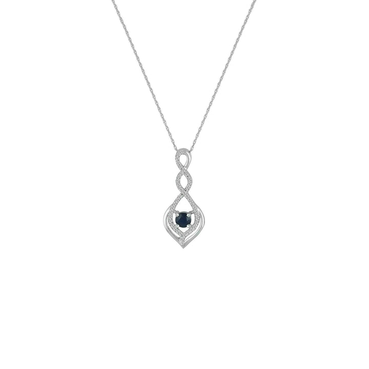 Sapphire and Diamond Accent Fashion Pendant in 10K White Gold - jewelerize.com