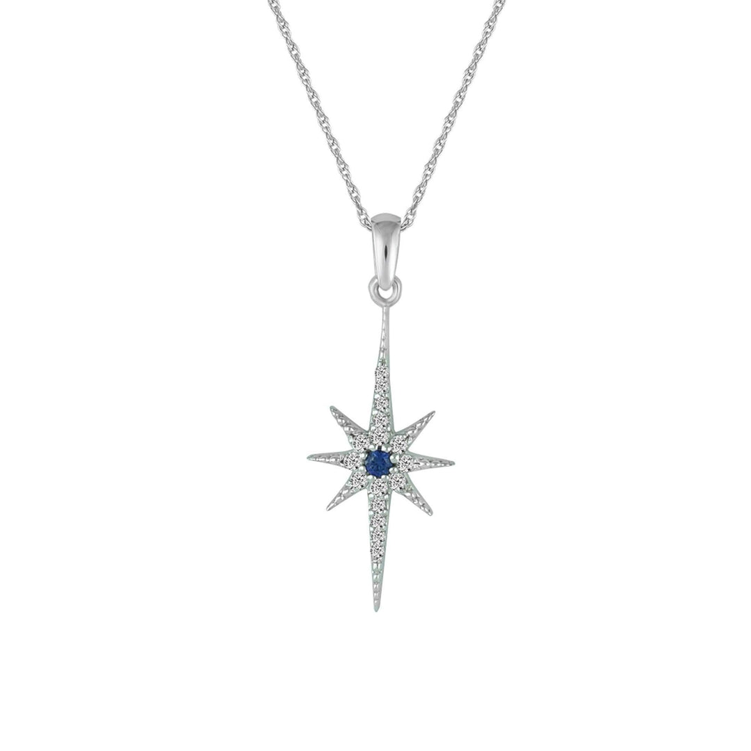 Created Blue and White Sapphire Star Fashion Pendant in 10K Gold - jewelerize.com