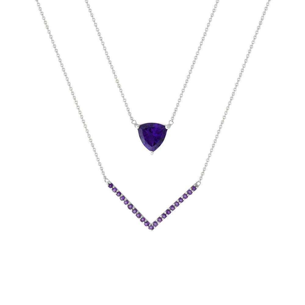 Amethyst Layer Necklace in Silver - jewelerize.com