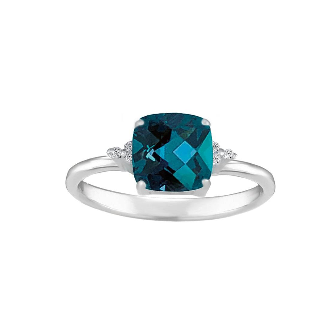 Created Alexandrite and Diamond Accent Ring in Sterling Silver - jewelerize.com