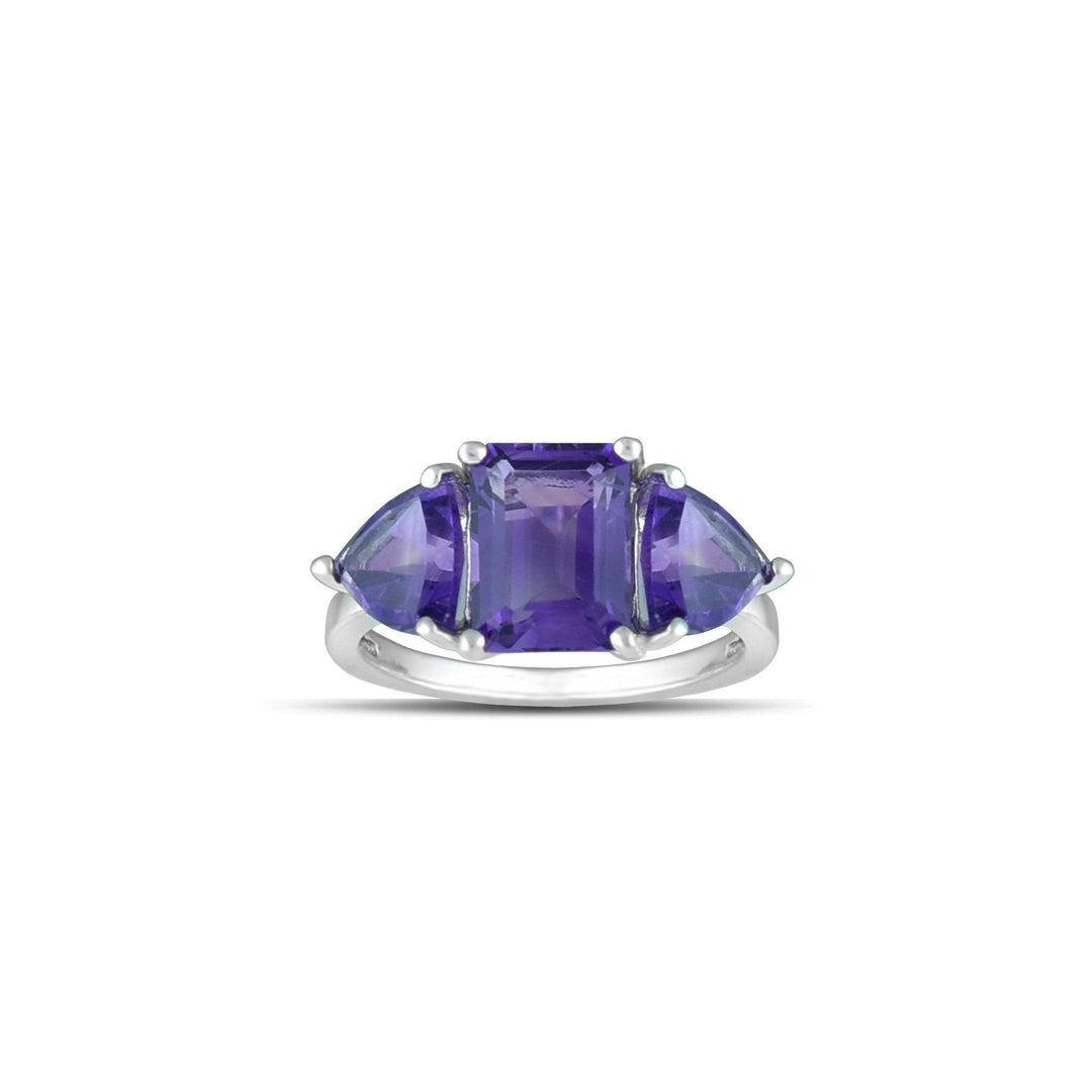 10K White Gold Multi-Stone Amethyst Fashion Ring - jewelerize.com