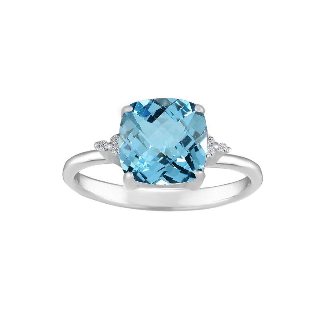 Blue Topaz and Diamond Accent Ring in Sterling Silver - jewelerize.com