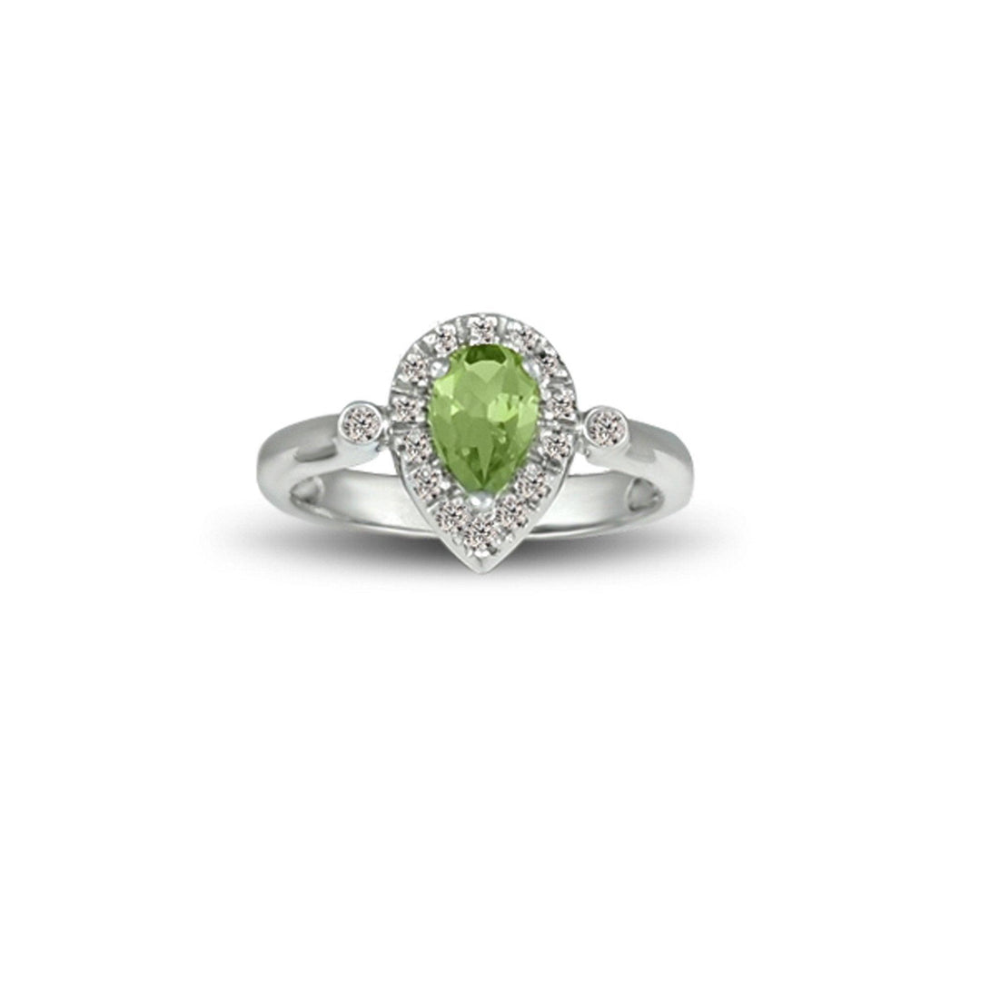 Peridot and Diamond Fashion Silver Ring - jewelerize.com