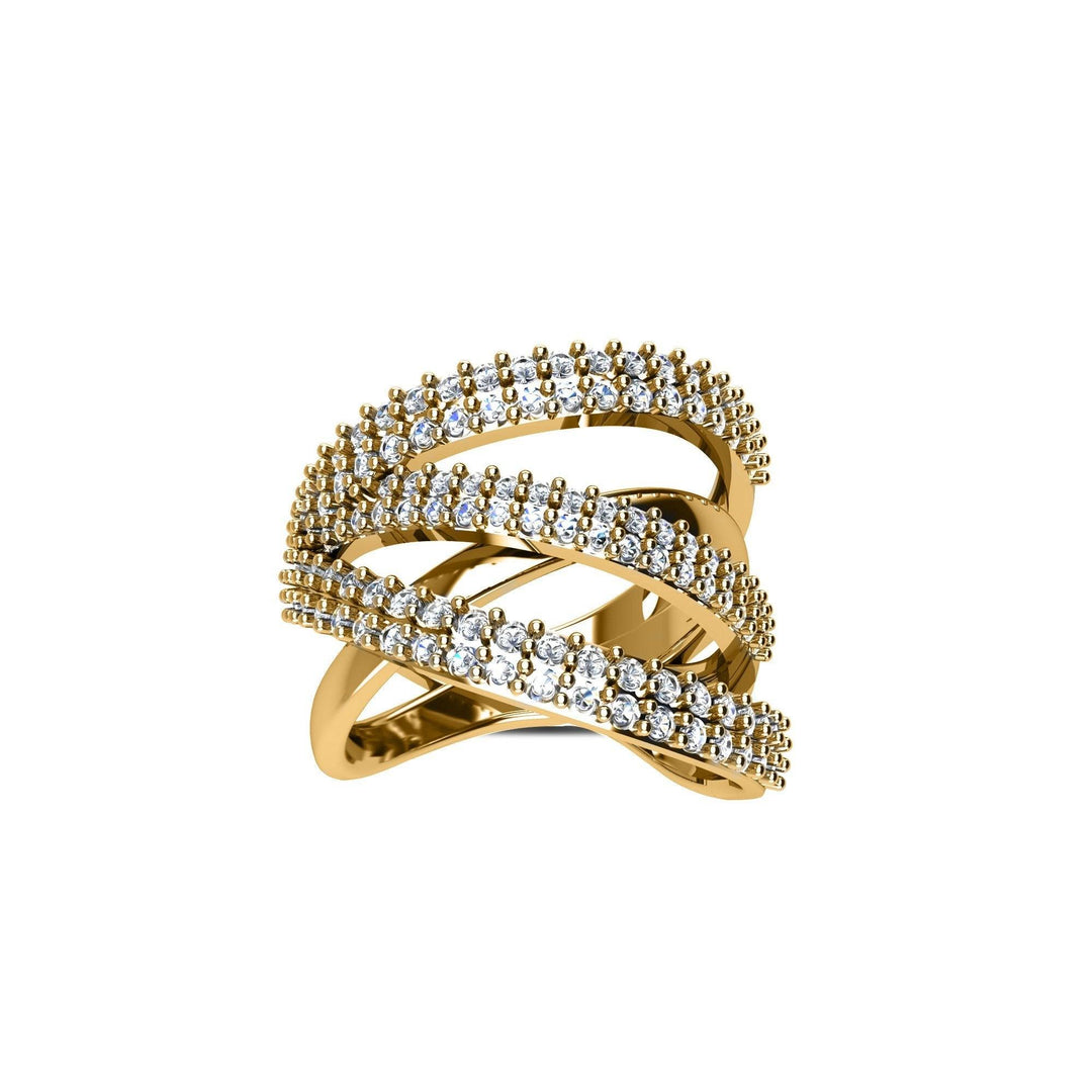 Gold Plated Cubic Zirconia Fashion Ring in Sterling Silver - jewelerize.com