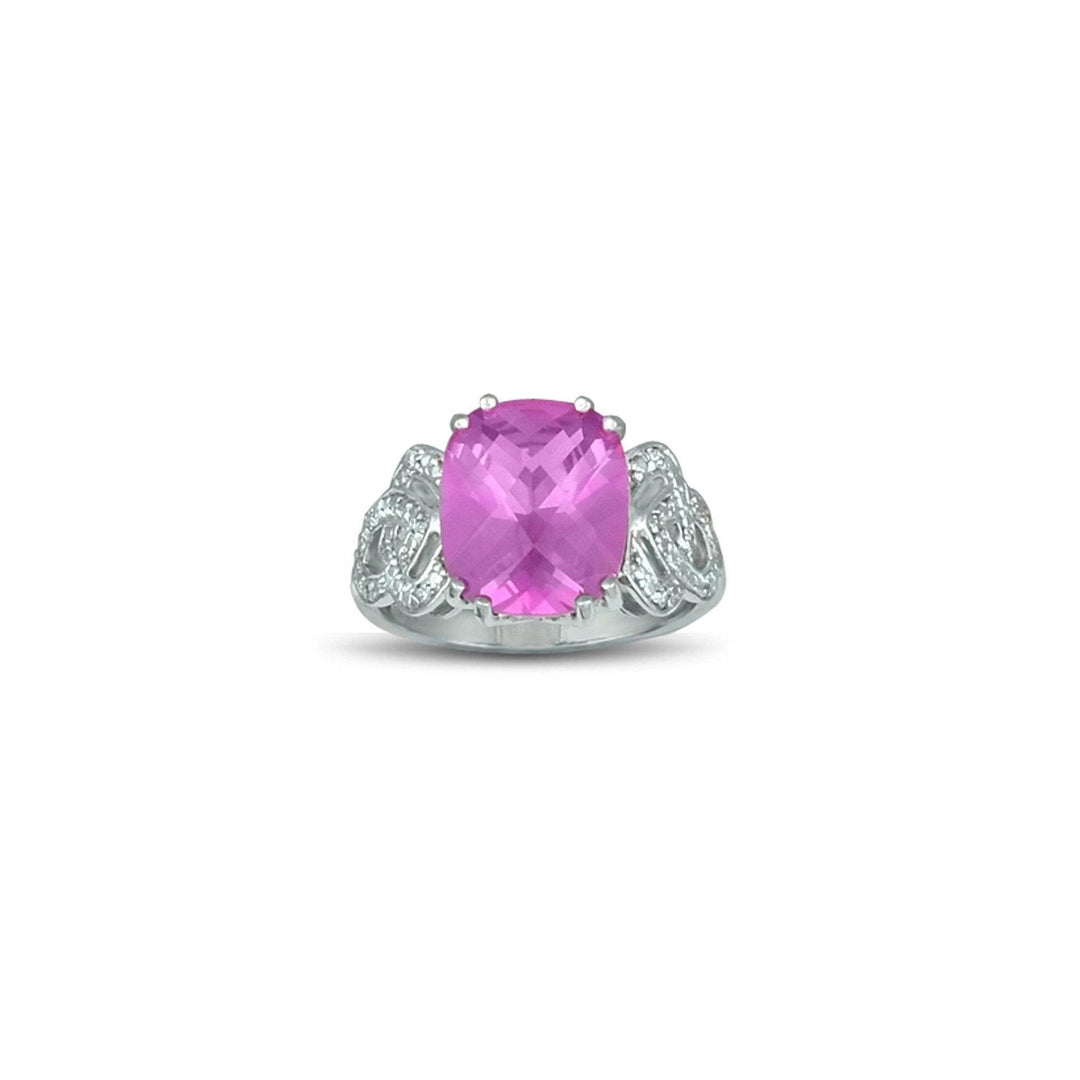 Created Pink Sapphire and Diamond Accent Ring in Sterling Silver - jewelerize.com