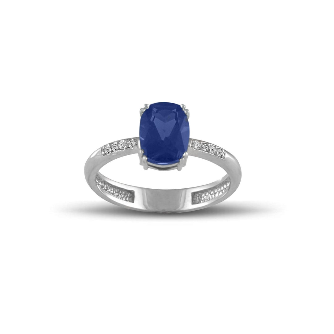 10K White Gold Created Sapphire and Diamond Accent Fashion Ring - jewelerize.com