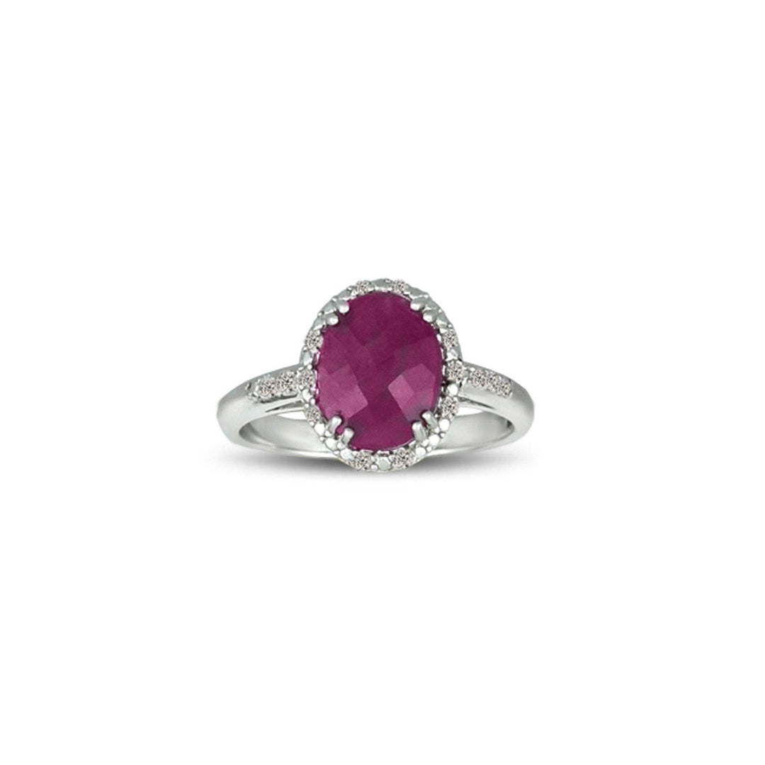 Genuine Ruby and Diamond Accent Silver Ring - jewelerize.com