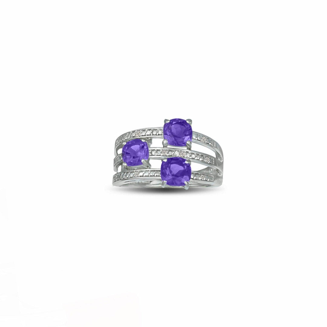 Amethyst and Diamond Accent Ring in Sterling Silver - jewelerize.com