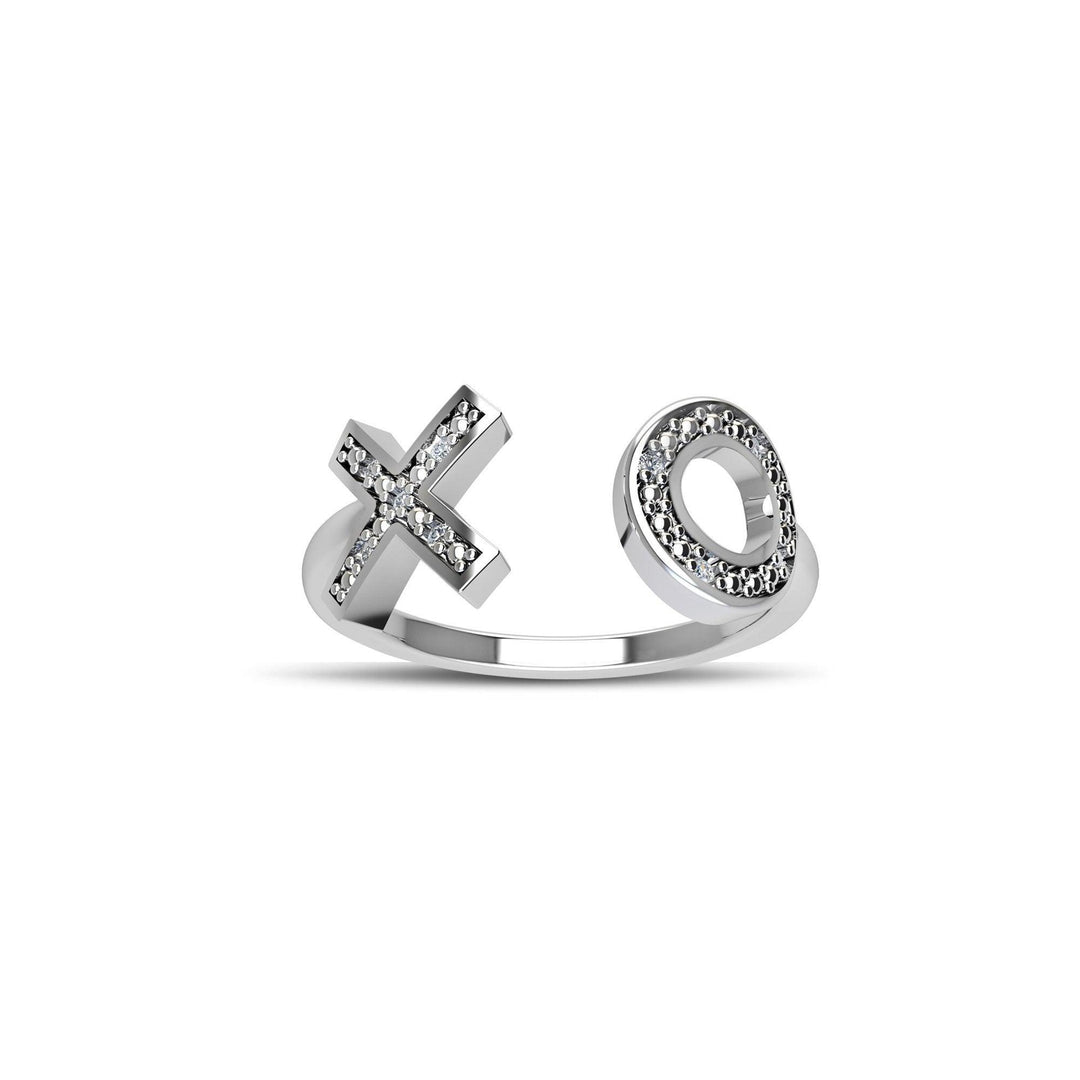 Diamond Geometric Ring - Fashion Diamond 'XO' Ring in Silver - jewelerize.com