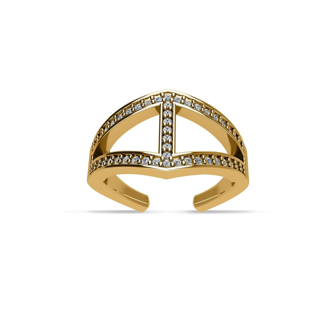 Yellow Gold Plated Cubic Zirconia Fashion Ring in Sterling Silver - jewelerize.com