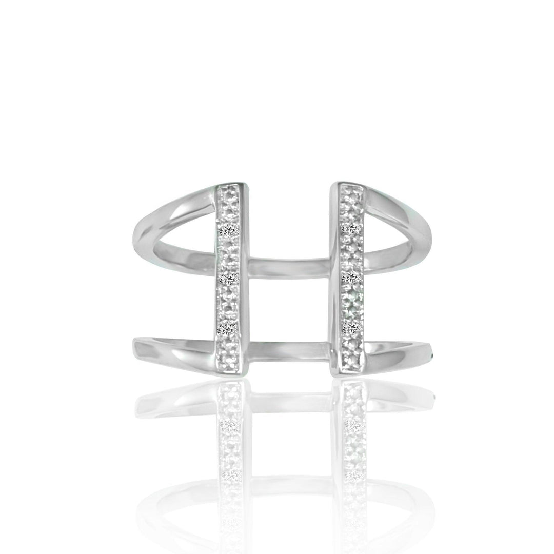 Cubic Zirconia Fashion Geometric Ring in Sterling Silver - jewelerize.com