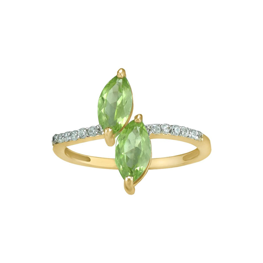 10k Yellow Gold Peridot and Diamond Band Ring - jewelerize.com