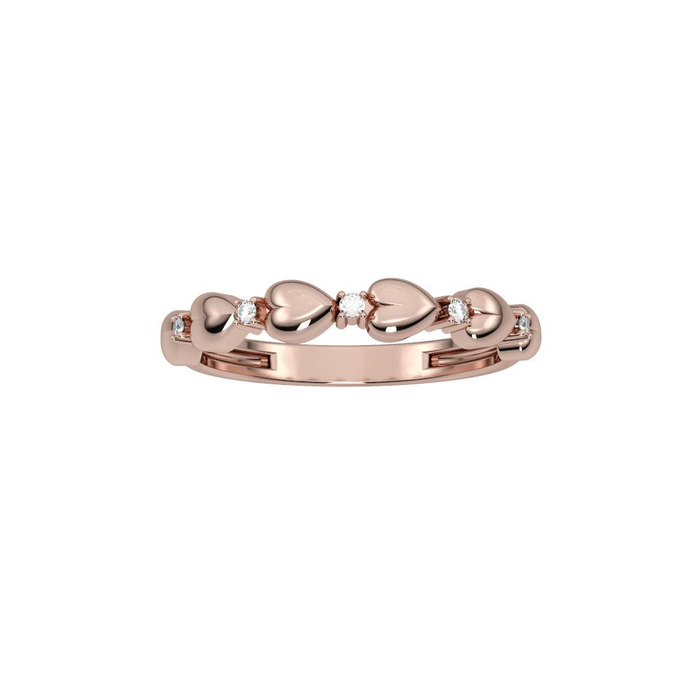 10k Rose Gold Diamond Fashion Heart Band Ring - jewelerize.com